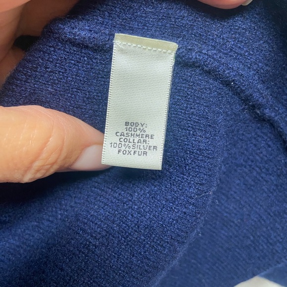 Cashmere and fox fur sweater. Blue size small - Picture 5 of 6